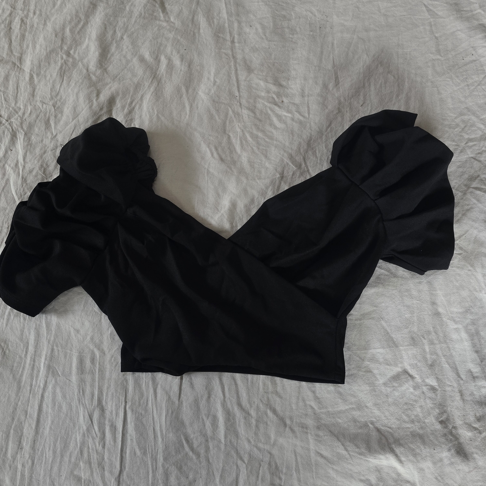 Fashion Nova Black Puff Sleeve Blouse Black Size Small